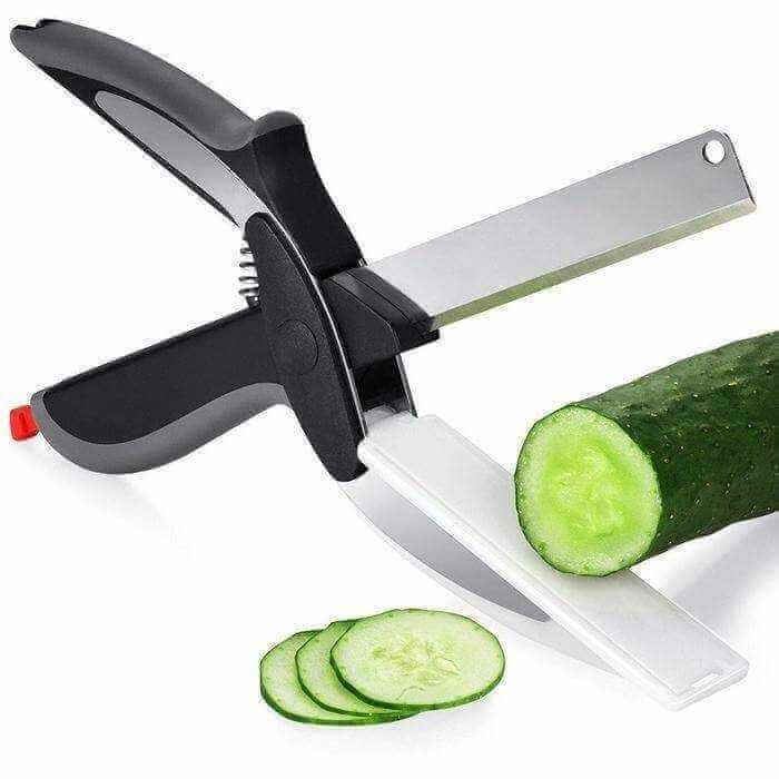 2 in 1 Clever Cutter, Knife & Cutting Board Scissors