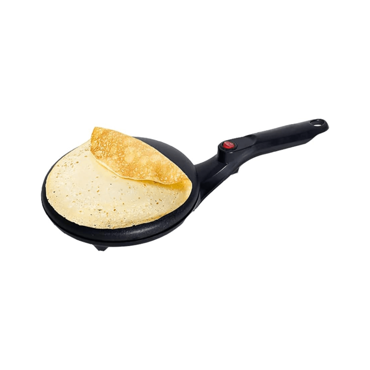 Non-stick pancake maker showing a fluffy pancake ready to serve, designed for easy cooking and cleanup.