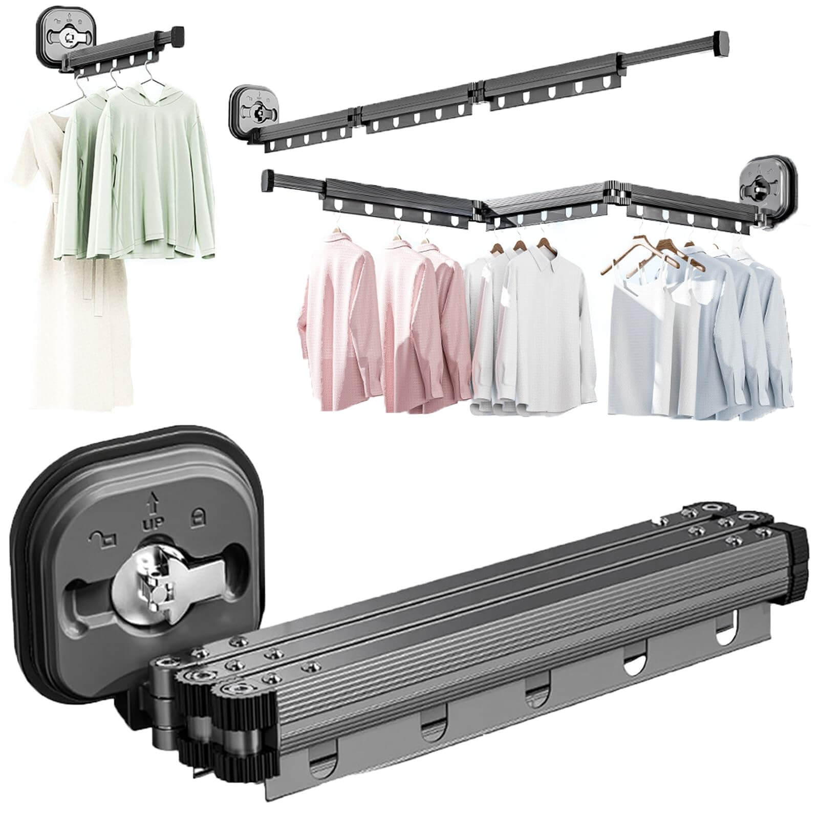 Suction Cup Wall Mount Folding Clothes Drying Rack