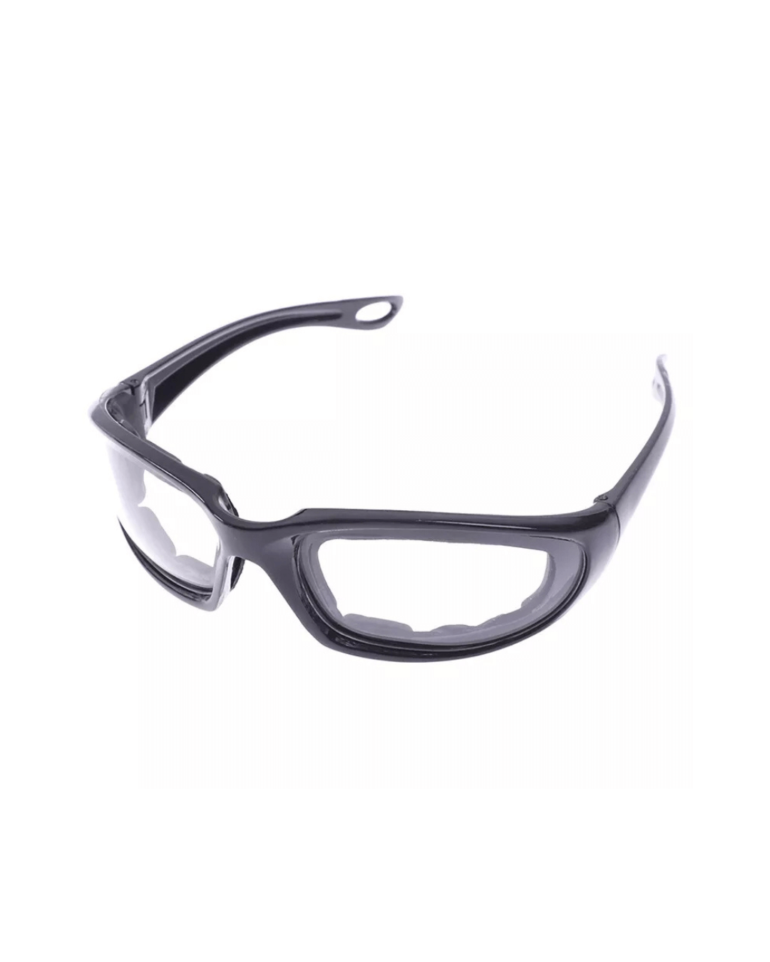 Onion goggles with foam-sealed design for eye protection and fog-free lenses while cutting onions and other pungent ingredients.