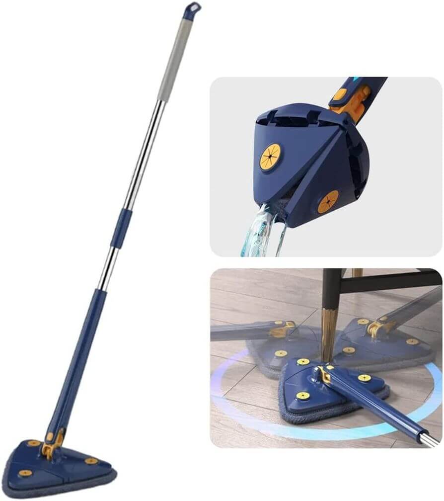 Microfibre 360° Rotating Mop with Extendable Triangle Squeegee