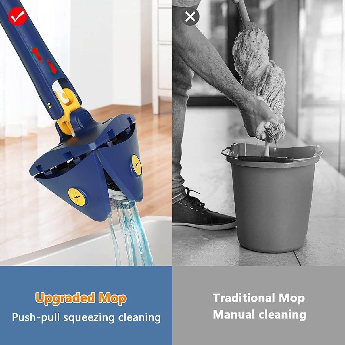 Microfibre 360° Rotating Mop with Extendable Triangle Squeegee